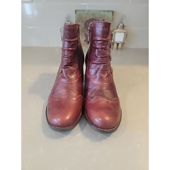 NEW LArtiste Estretta Spring Step Red Leather Boot Wedge Shoe Womens Sz 37/7.5 - Picture 3 of 10